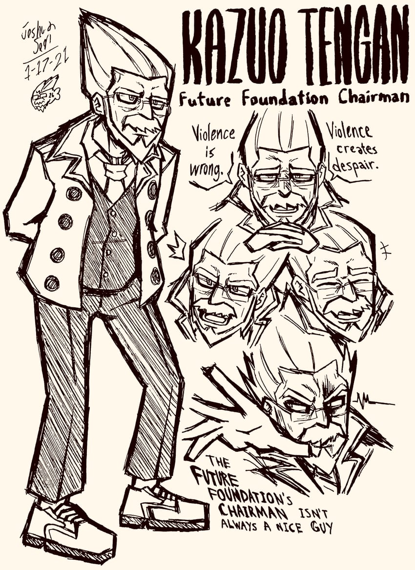 tengan kazuo (danganronpa and 1 more) drawn by josh-s26