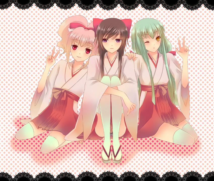 c.c., anya alstreim, and luluko (code geass) drawn by tourin_fuwa