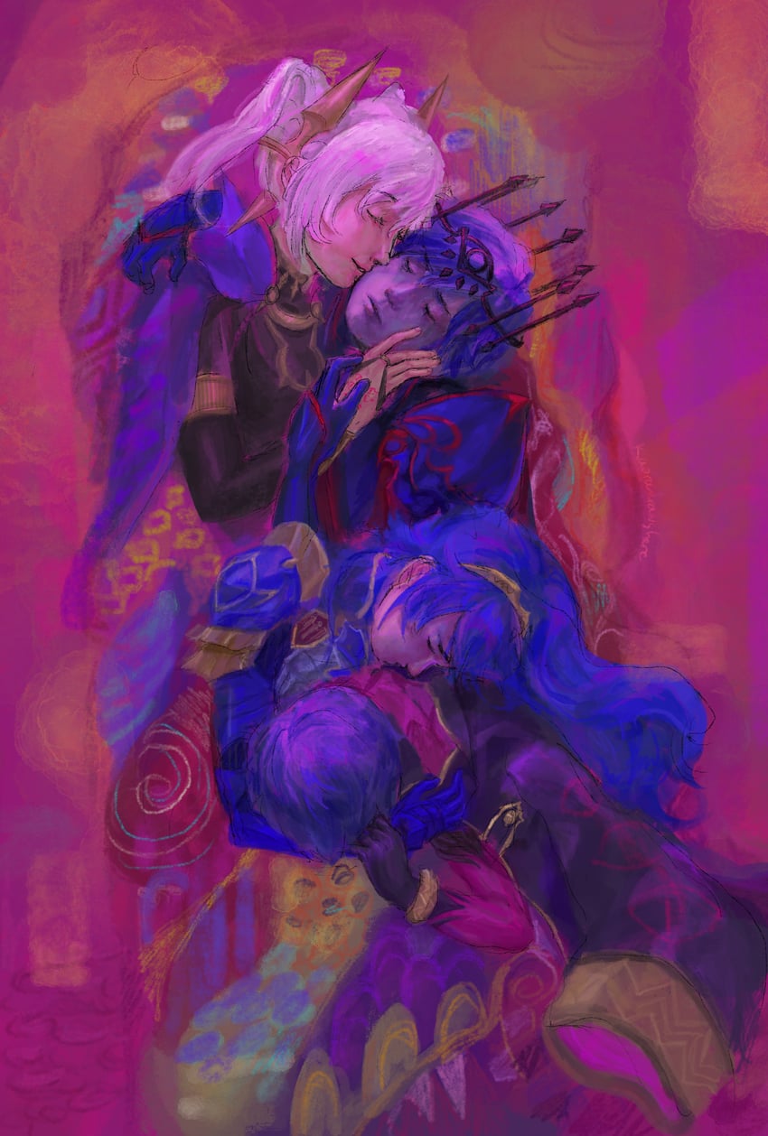 lucina, female robin, male morgan, and chrom (fire emblem and 4 more) drawn by bakanachos