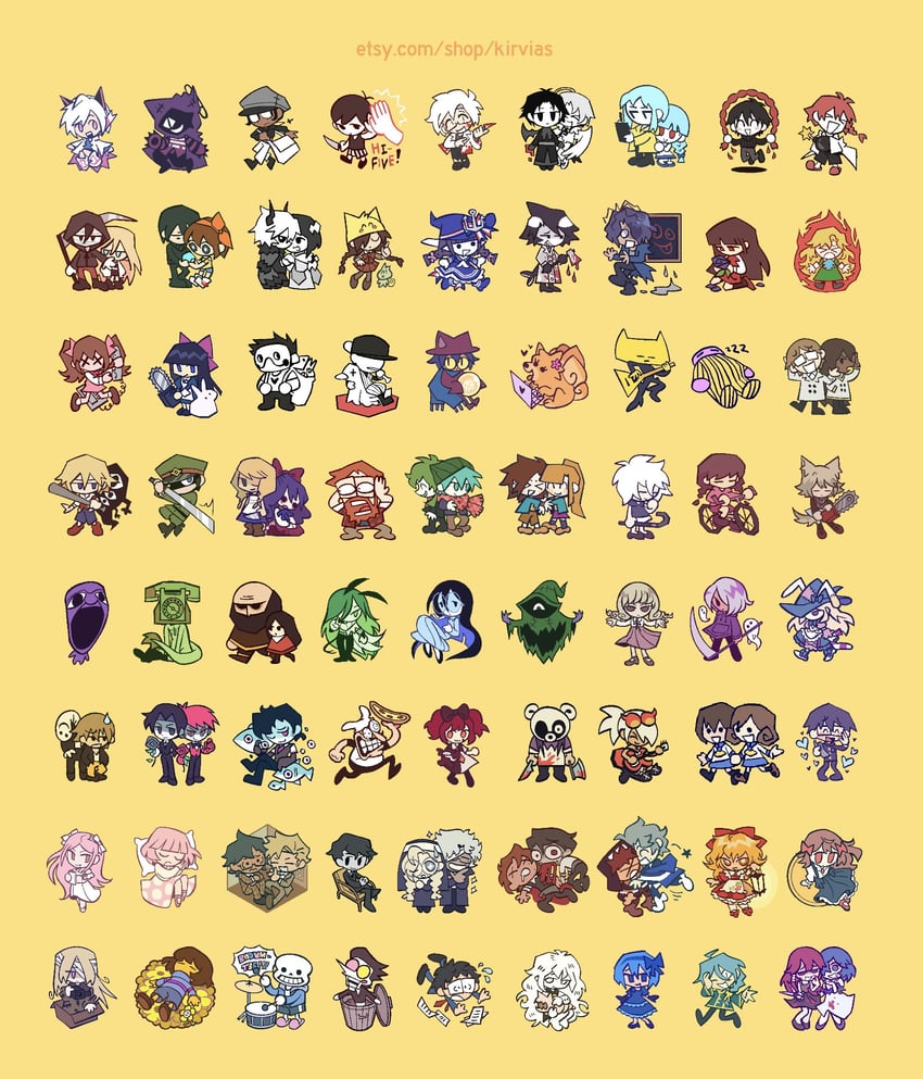 omori, frisk, madotsuki, sans, kanou aogu, and 87 more (saibou shinkyoku and 61 more) drawn by kirvias_(kirvia)