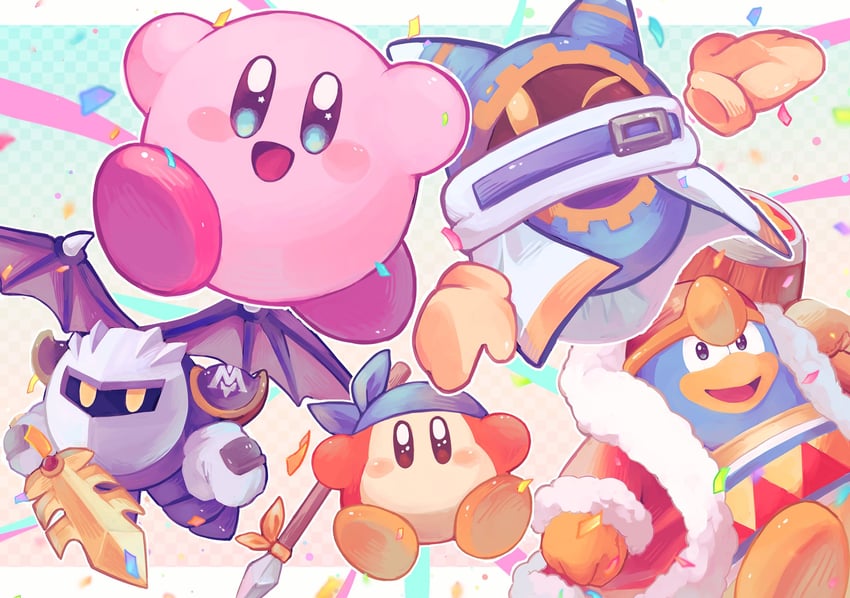 kirby, meta knight, king dedede, magolor, and bandana waddle dee (kirby) drawn by skn_1027