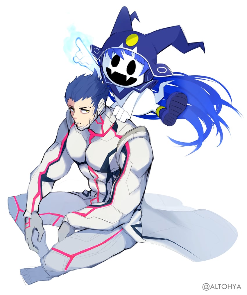 jack frost and aogami (shin megami tensei and 1 more) drawn by aark0