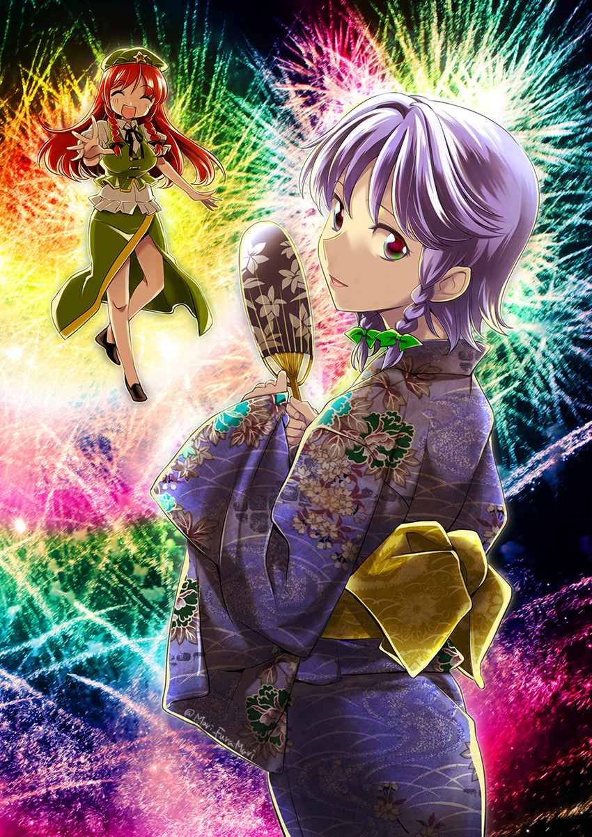 izayoi sakuya and hong meiling (touhou) drawn by primary_stage