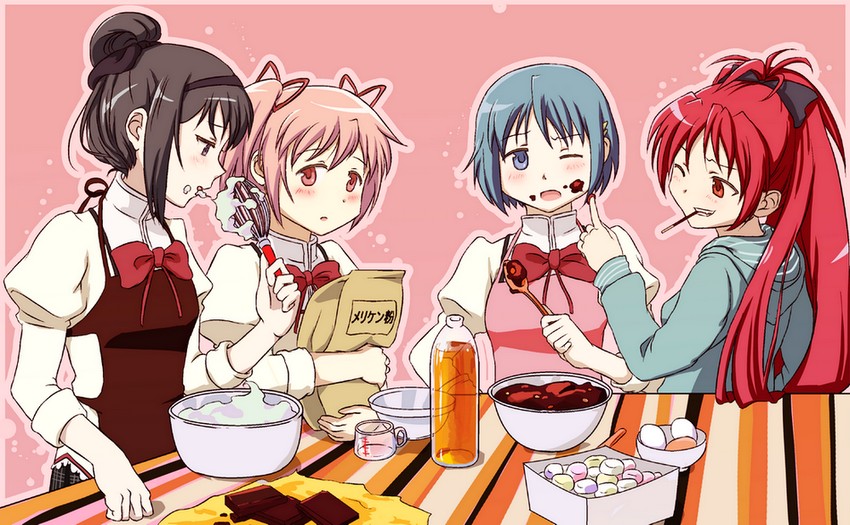 akemi homura, kaname madoka, miki sayaka, and sakura kyoko (mahou shoujo madoka magica) drawn by flauschtraut