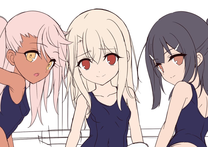 illyasviel von einzbern, chloe von einzbern, and miyu edelfelt (fate and 1 more) drawn by morokoshi_(tekku)