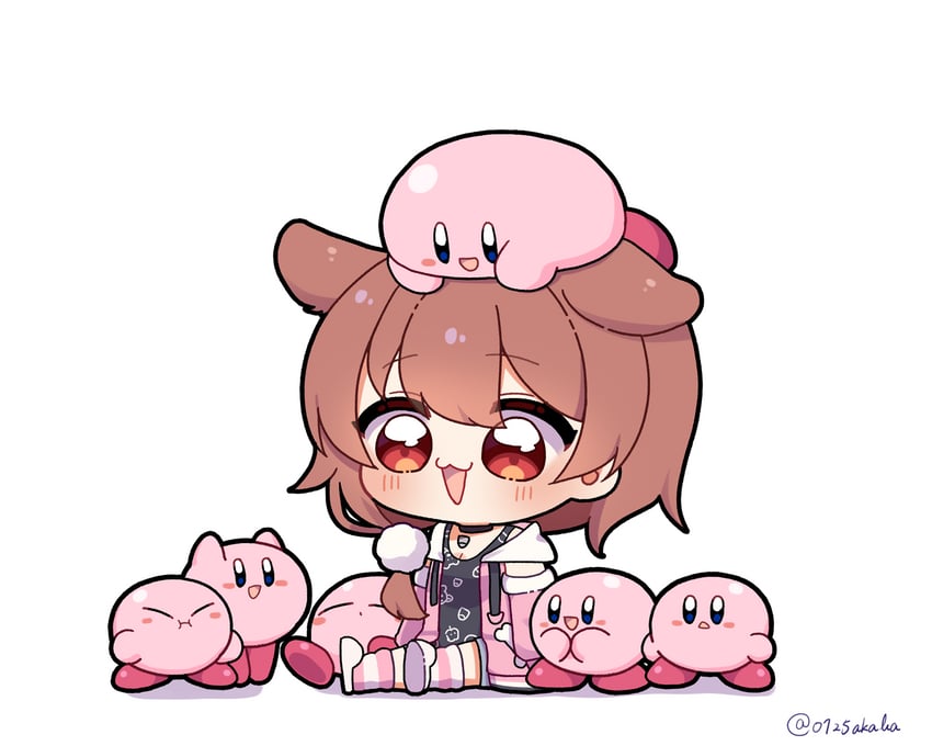 kirby and inugami korone (hololive and 1 more) drawn by 0725akaba