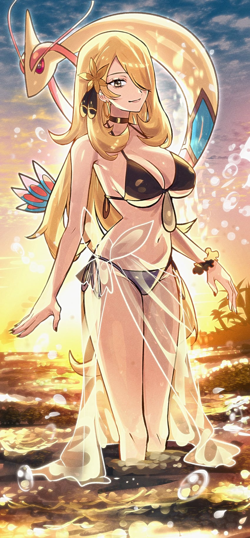 cynthia and milotic (pokemon and 1 more) drawn by ryairyai