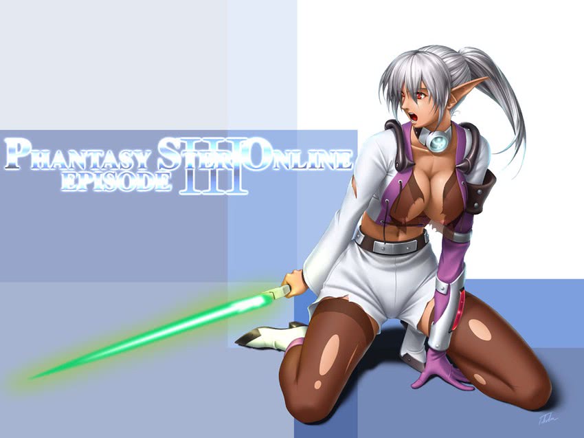 hunewearl and sil'fer (phantasy star and 1 more) drawn by takatan