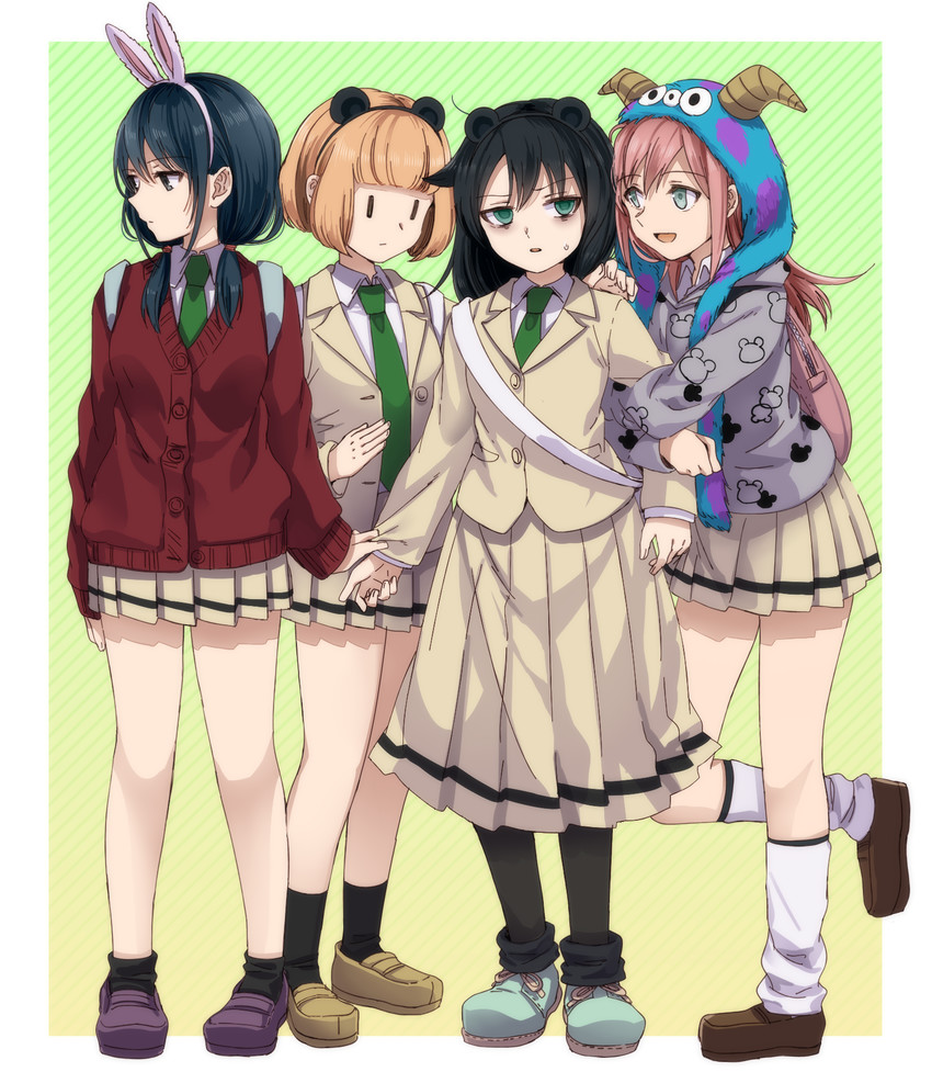 kuroki tomoko, tamura yuri, nemoto hina, and uchi emiri (watashi ga motenai no wa dou kangaetemo omaera ga warui!) drawn by takeko_spla