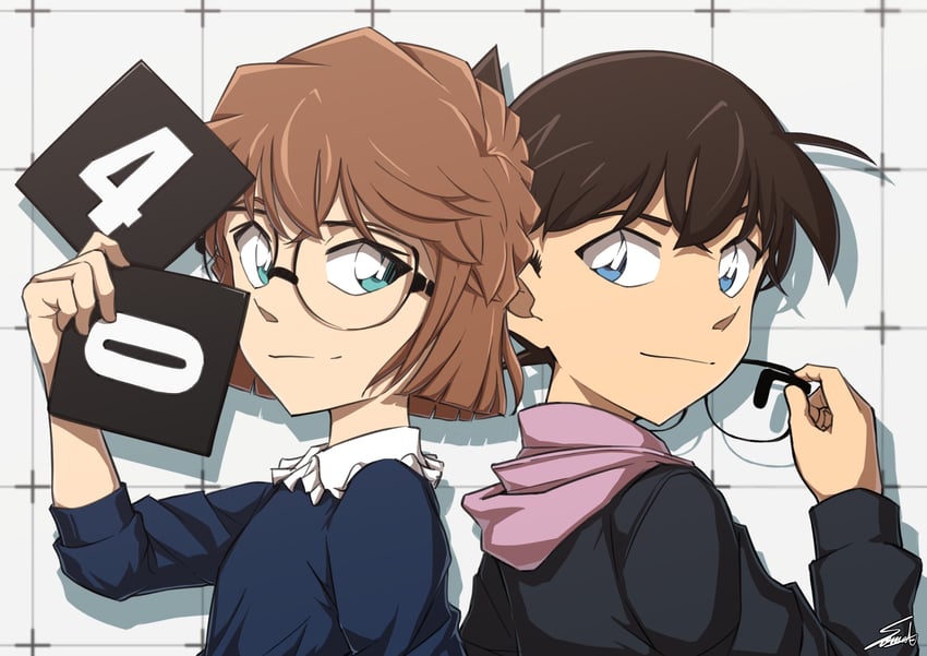 edogawa conan and haibara ai (meitantei conan and 1 more) drawn by sooma4869