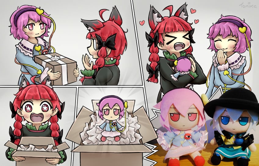 komeiji koishi, komeiji satori, and kaenbyou rin (touhou) drawn by tomika