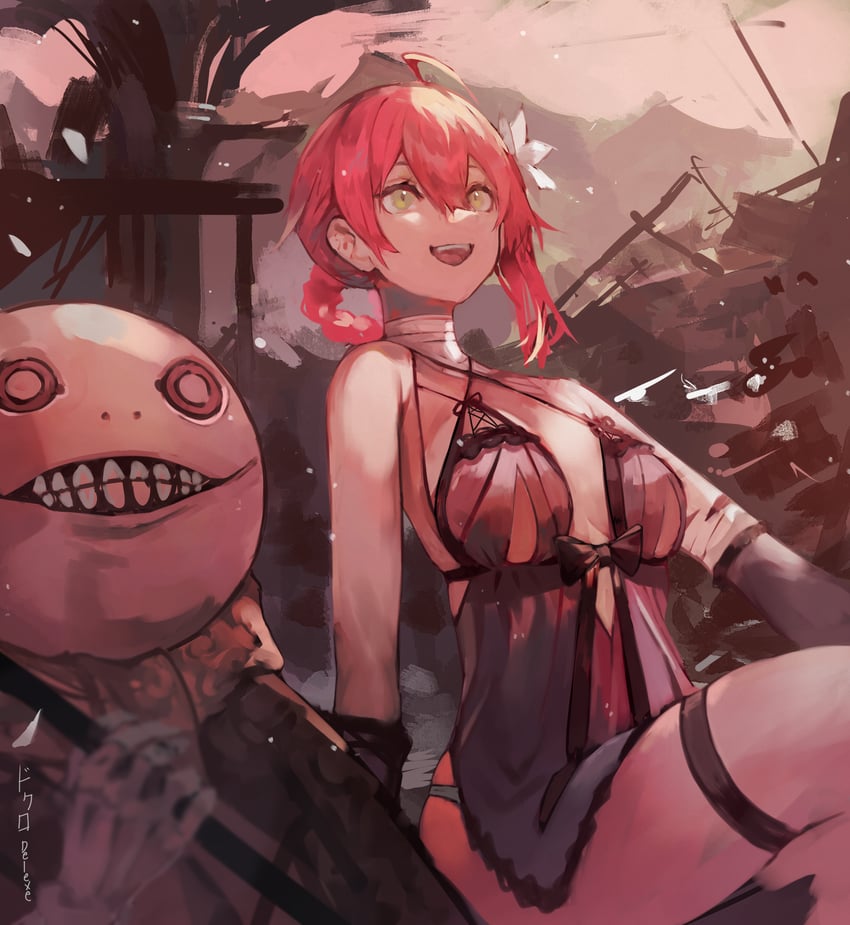 sakura miko, kaine, and emil (hololive and 1 more) drawn by dokuro_deluxe