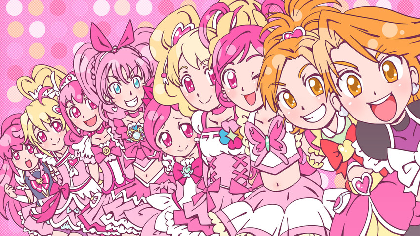 houjou hibiki, aida mana, hoshizora miyuki, misumi nagisa, hanasaki tsubomi, and 13 more (precure and 9 more) drawn by toranosukeh_(2424816)