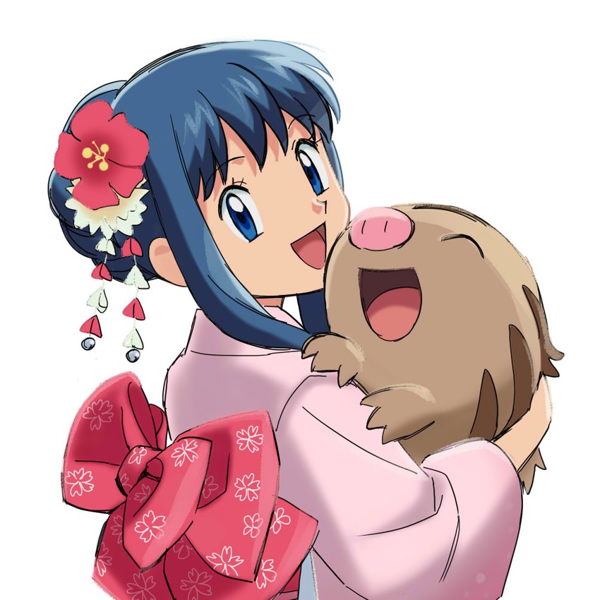 dawn and swinub (pokemon and 1 more) drawn by monoshiri_hakase