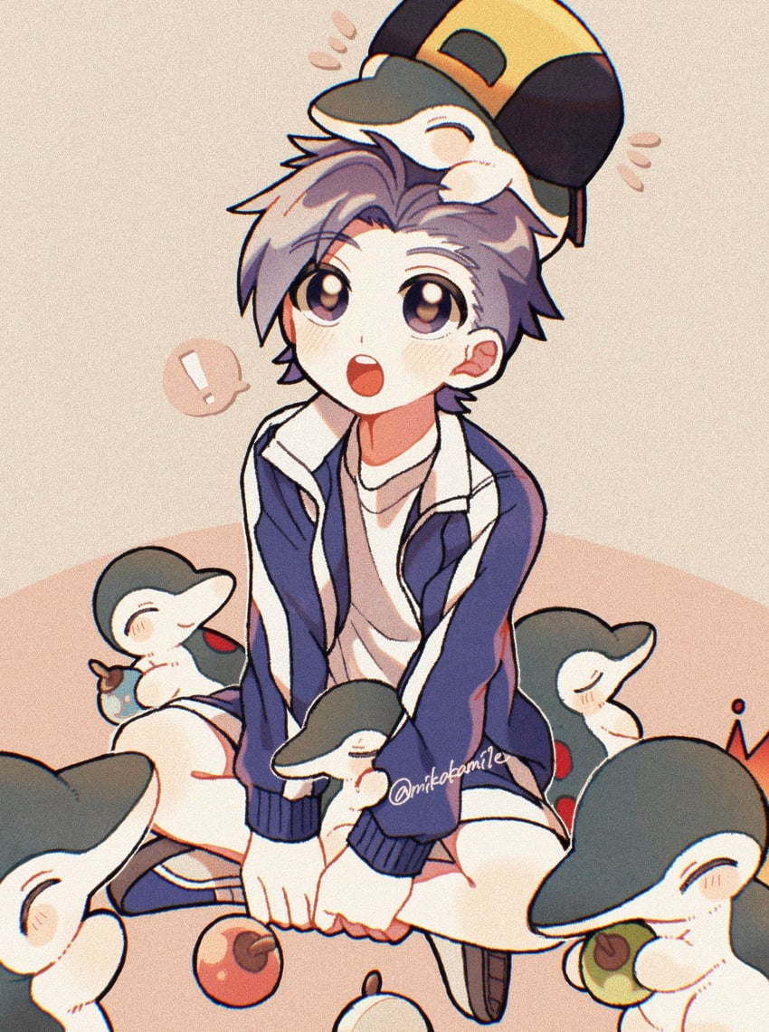 cyndaquil and ethan (pokemon and 1 more) drawn by mikakami1e