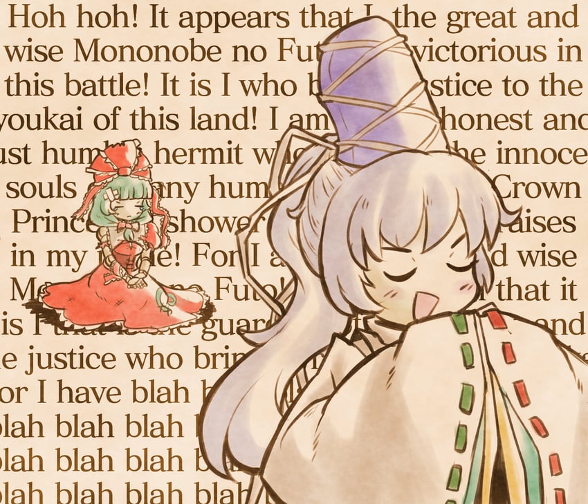 kagiyama hina and mononobe no futo (touhou) drawn by oysterfried