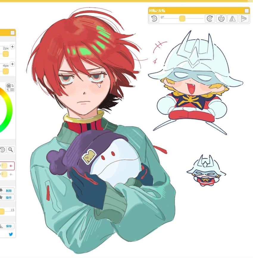amate yuzuriha, haro, and char aznable (gundam and 1 more) drawn by kamonekm
