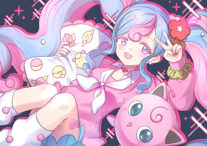 hatsune miku, jigglypuff, and fairy miku (pokemon and 2 more) drawn by b_(bb79836)
