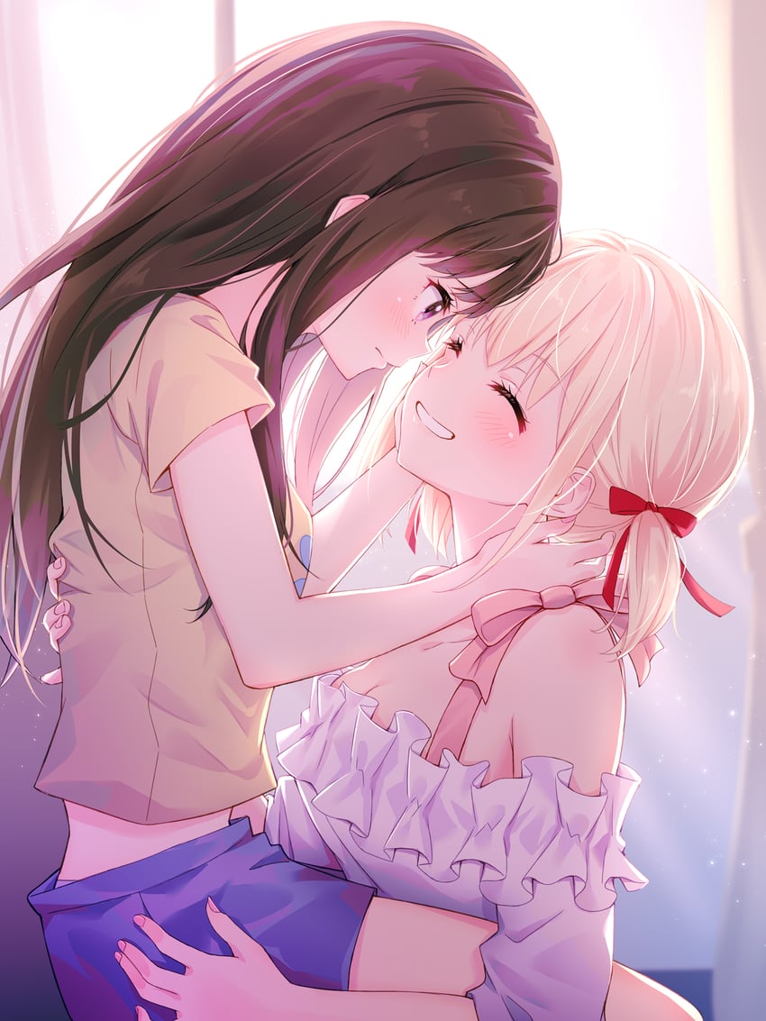 nishikigi chisato and inoue takina (lycoris recoil) drawn by toki_(toki_ship8)