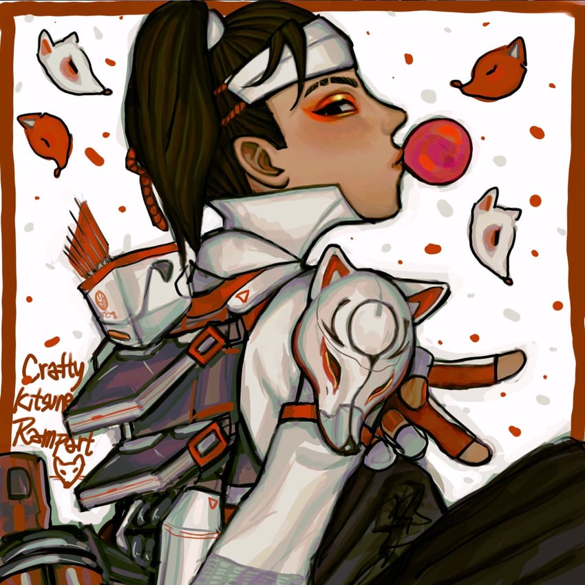 rampart and crafty kitsune rampart (apex legends) drawn by min_tian_zai_hua