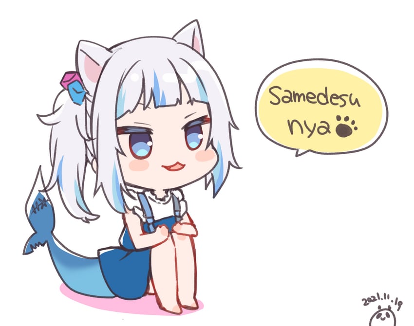gawr gura (hololive and 1 more) drawn by lia_(pandaen)