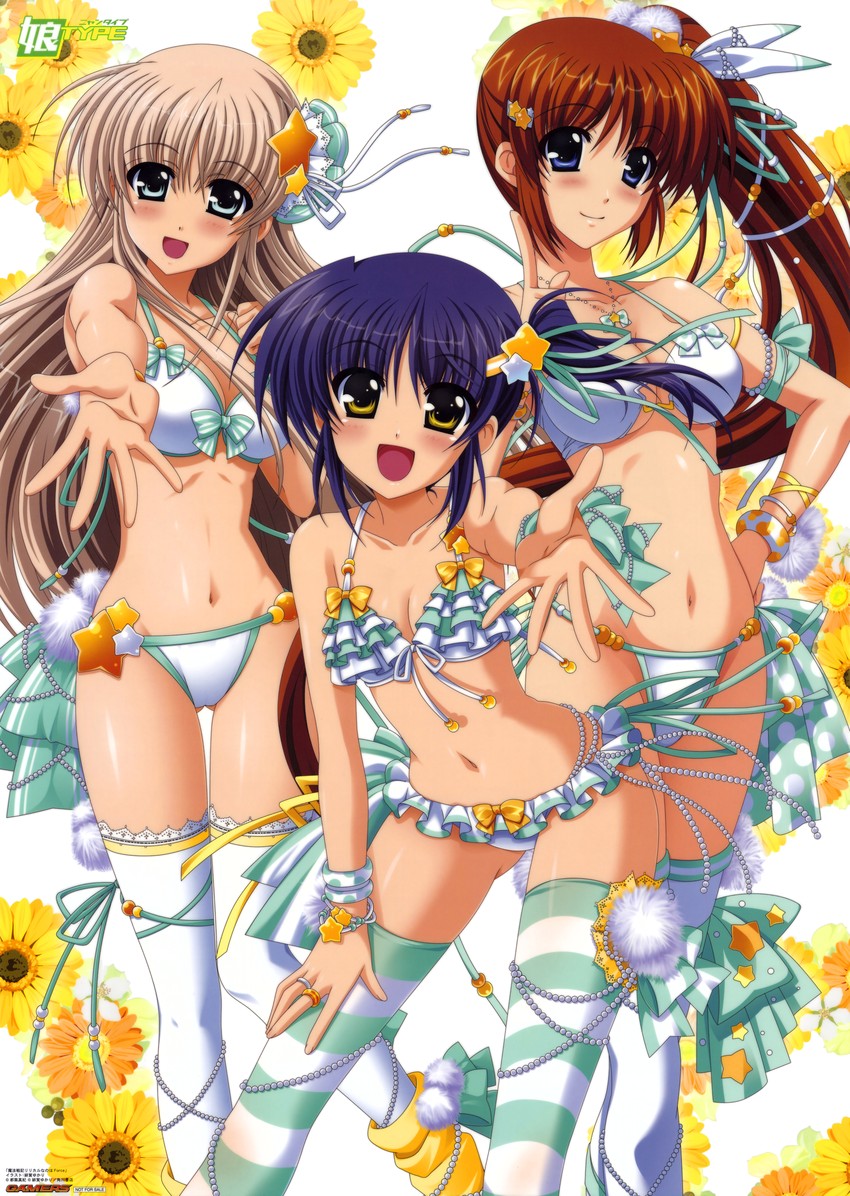 takamachi nanoha, lily-strosek, and isis egret (lyrical nanoha and 2 more) drawn by higa_yukari