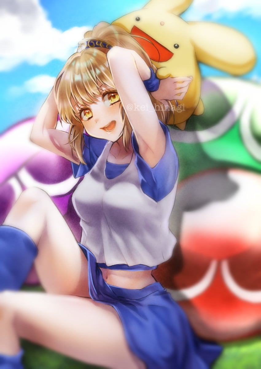 arle nadja, puyo, and carbuncle (puyopuyo and 1 more) drawn by hinagi_kei