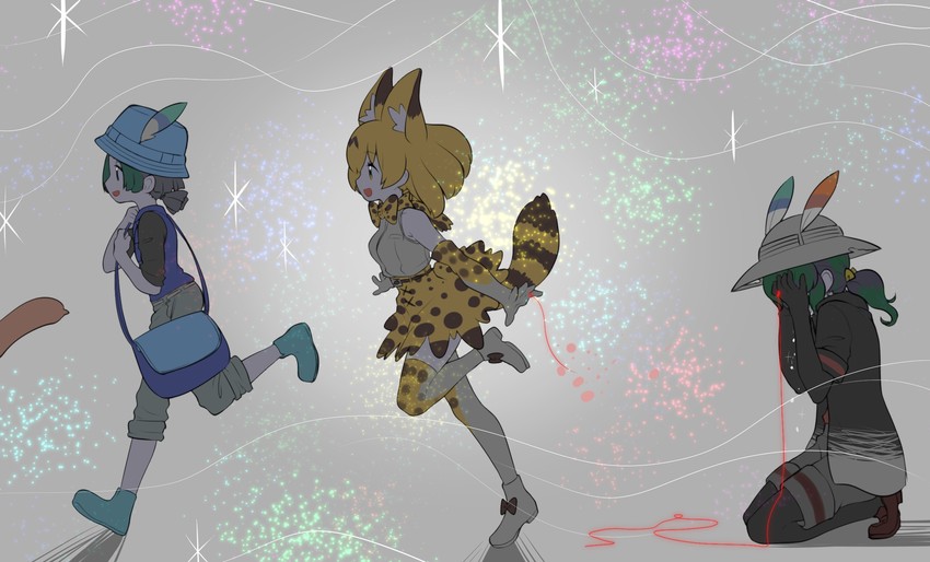 serval, kaban, caracal, and kyururu (kemono friends and 1 more) drawn by notora