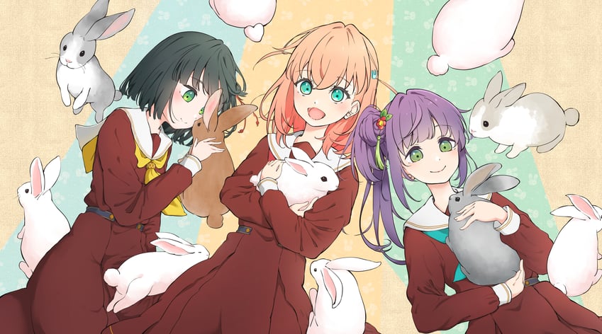 hinoshita kaho, otomune kozue, and momose ginko (love live! and 1 more) drawn by aoiao