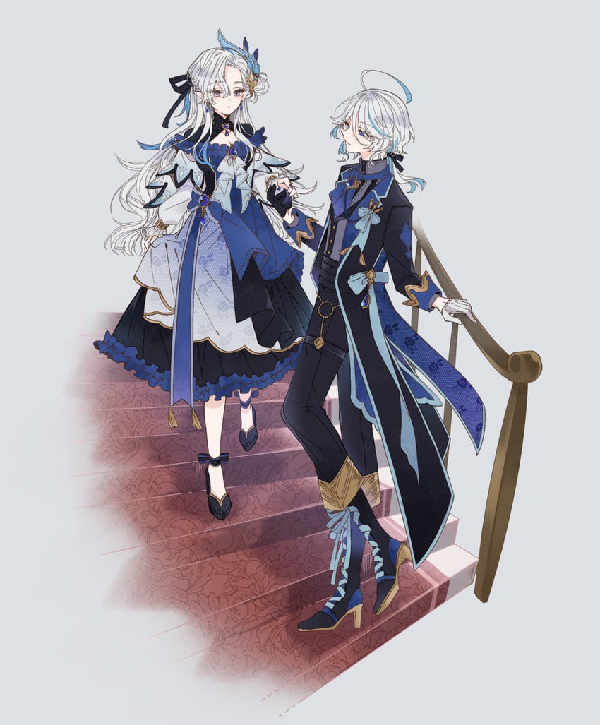 furina and neuvillette (genshin impact) drawn by yuuki_(yuhki_6o)