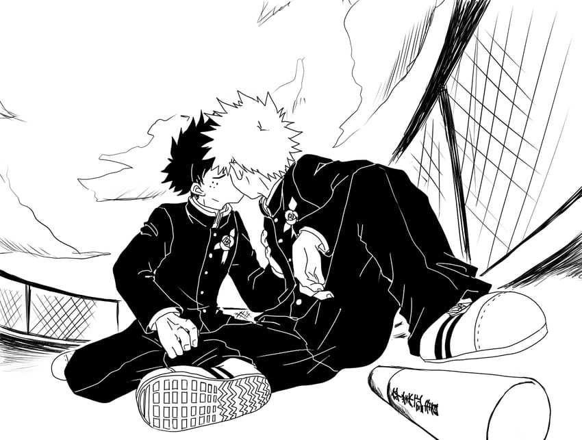 midoriya izuku and bakugou katsuki (boku no hero academia) drawn by no_control