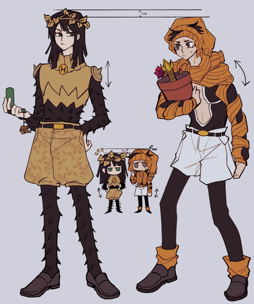yagiyama yotsuyu and dainenjiyama aisho (jojo no kimyou na bouken and 1 more) drawn by swampland