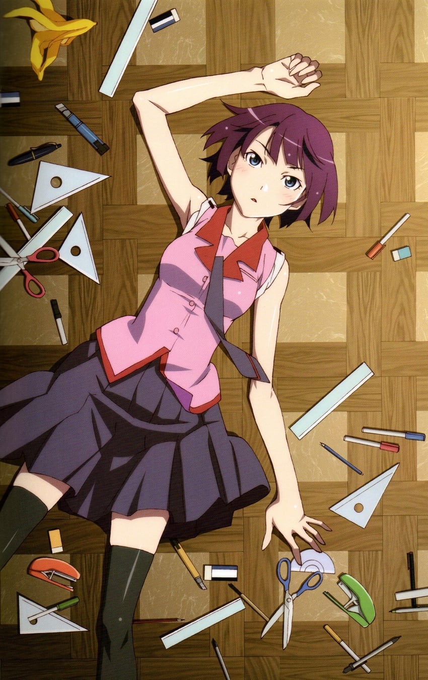 senjougahara hitagi (monogatari) drawn by watanabe_akio