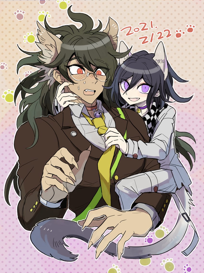 oma kokichi and gokuhara gonta (danganronpa and 1 more) drawn by kumakoro_(tetsupag)