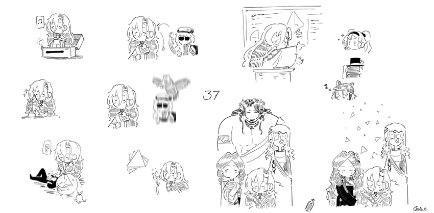 vertin, sonetto, 37, regulus, 6, and 2 more (reverse:1999) drawn by daku_k