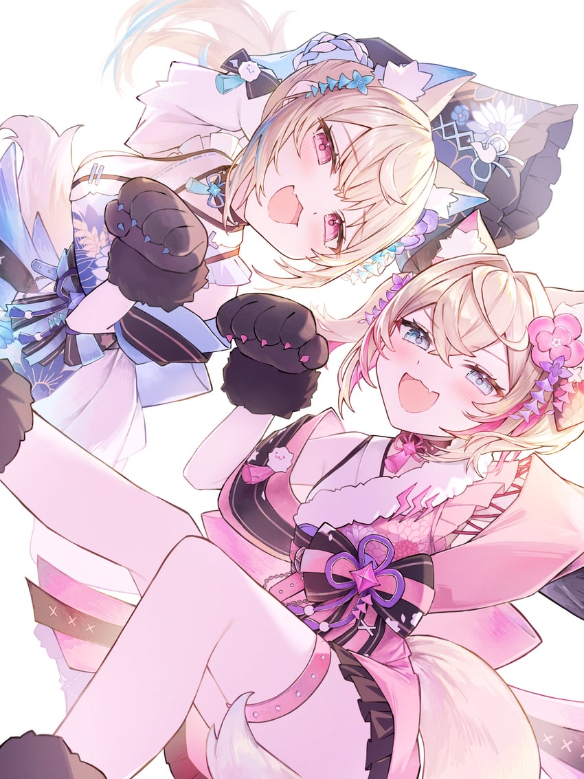 fuwawa abyssgard and mococo abyssgard (hololive and 1 more) drawn by hinatan_(hinatan_krnk)