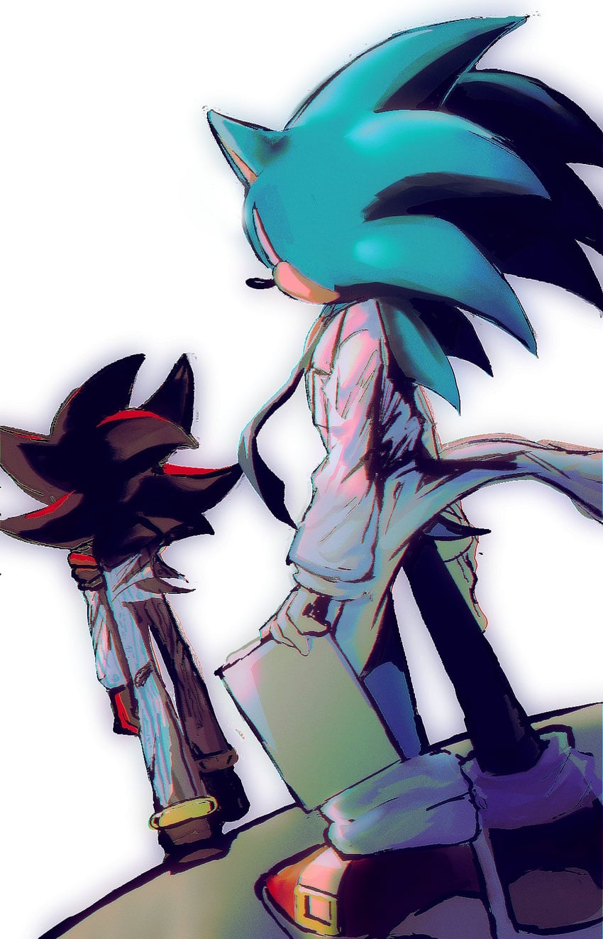 sonic the hedgehog and shadow the hedgehog (sonic) drawn by shapam_(zeepgalae)