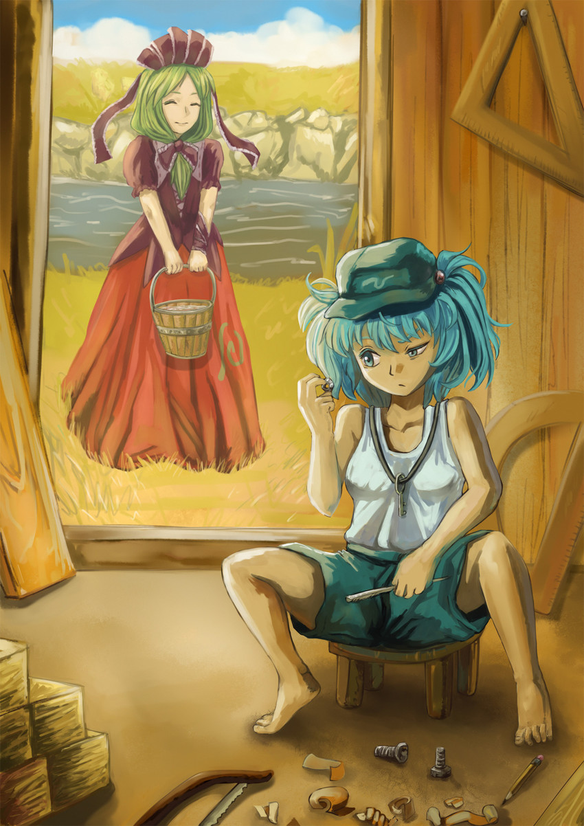 kawashiro nitori and kagiyama hina (touhou) drawn by amibazh