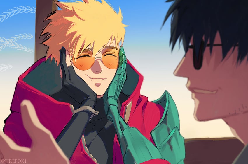 vash the stampede, nicholas d. wolfwood, and millions knives (trigun and 1 more) drawn by firepok