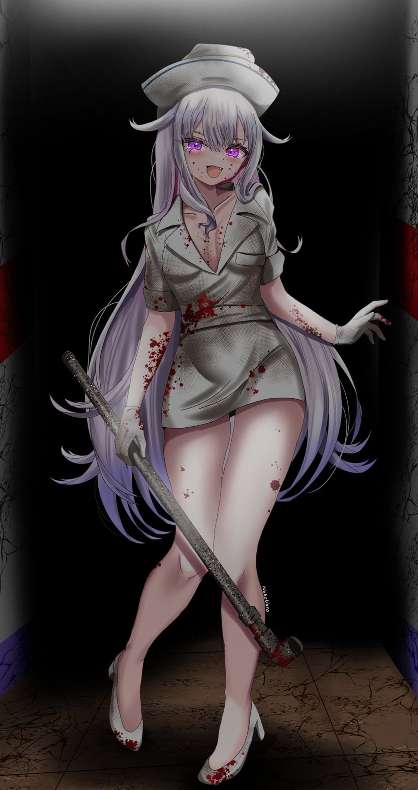 koseki bijou and bubble head nurse (hololive and 3 more) drawn by varo_006