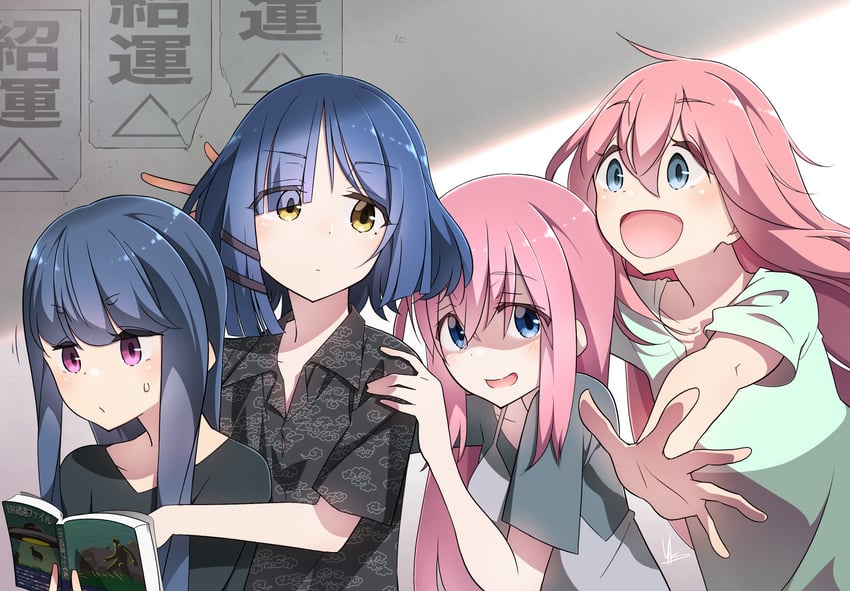 gotoh hitori, yamada ryo, shima rin, and kagamihara nadeshiko (bocchi the rock! and 1 more) drawn by yas_(yosiyasuyasu)