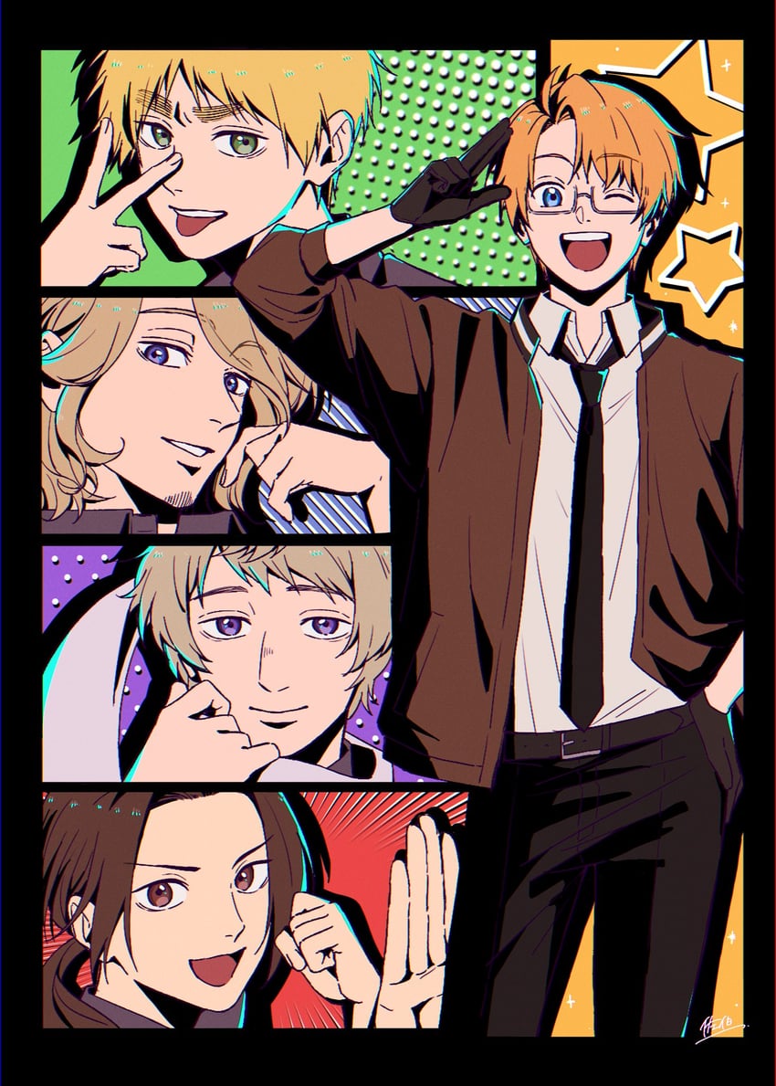 america, united kingdom, russia, china, and france (axis powers hetalia) drawn by saiki_illust2