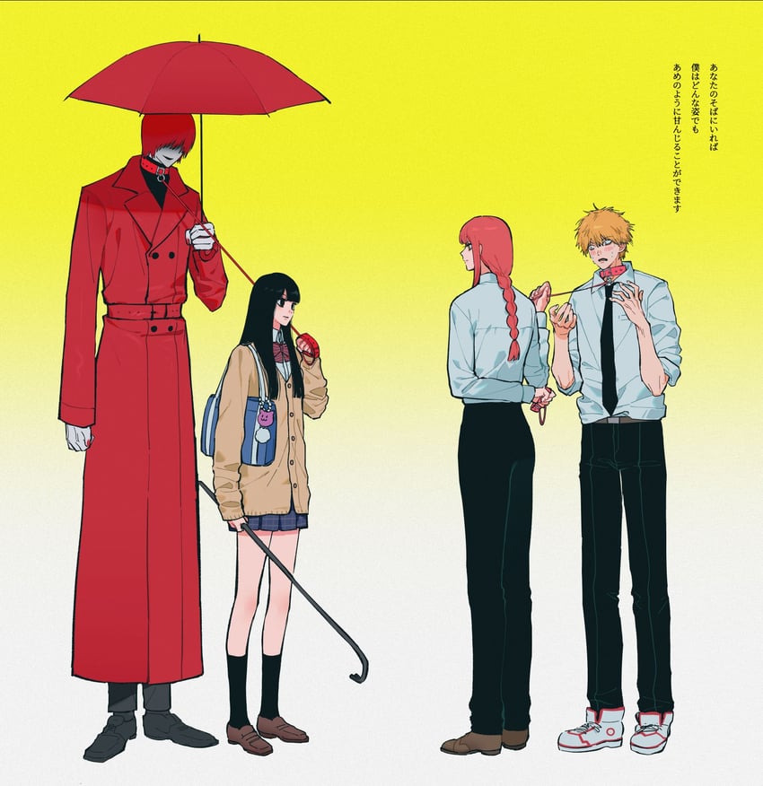 makima, denji, heroine, and mr. scarletella (chainsaw man and 1 more) drawn by poem_(poem031027)