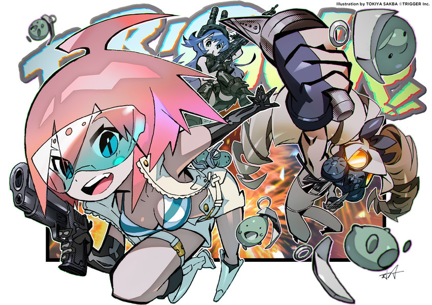 trigger-chan, muzzle, frag, and spring (trigger) drawn by tokiya