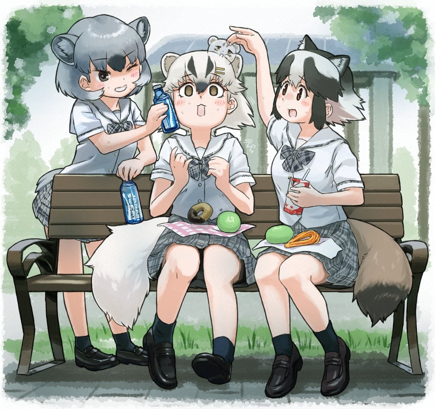 tanuki, japanese badger, and rock hyrax (kemono friends) drawn by toriny