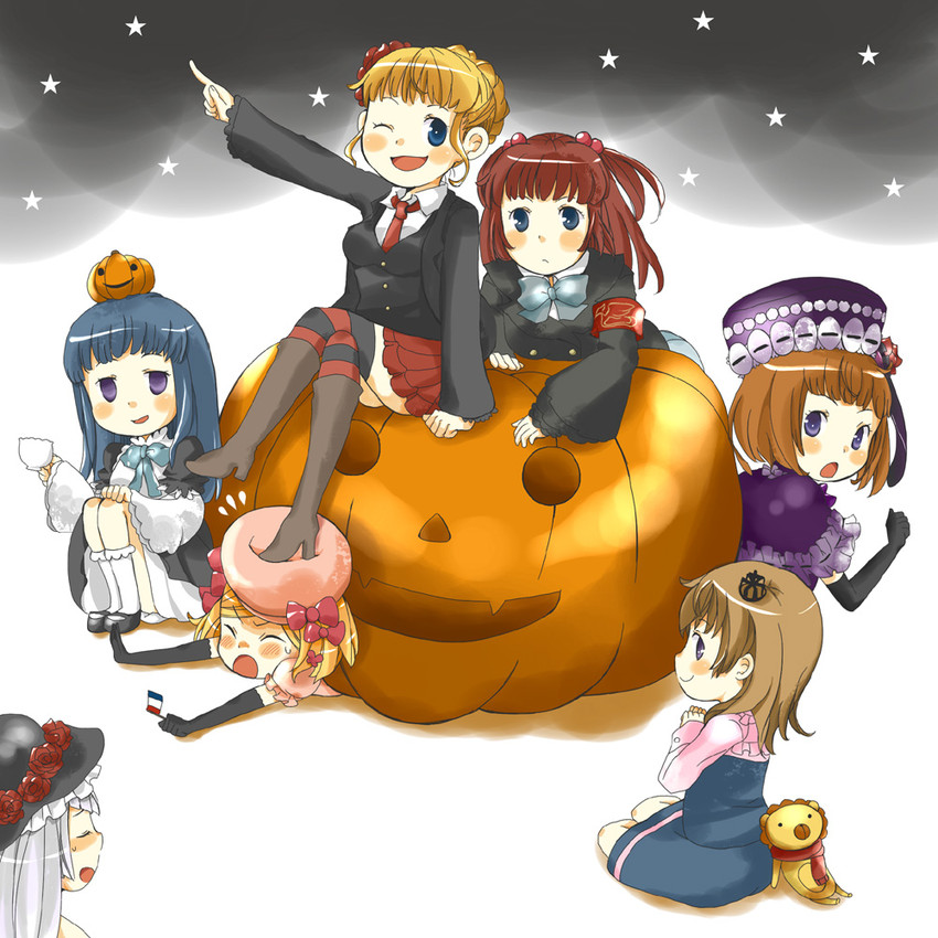 beatrice, ushiromiya ange, frederica bernkastel, ushiromiya maria, lambdadelta, and 3 more (umineko no naku koro ni) drawn by kyoro