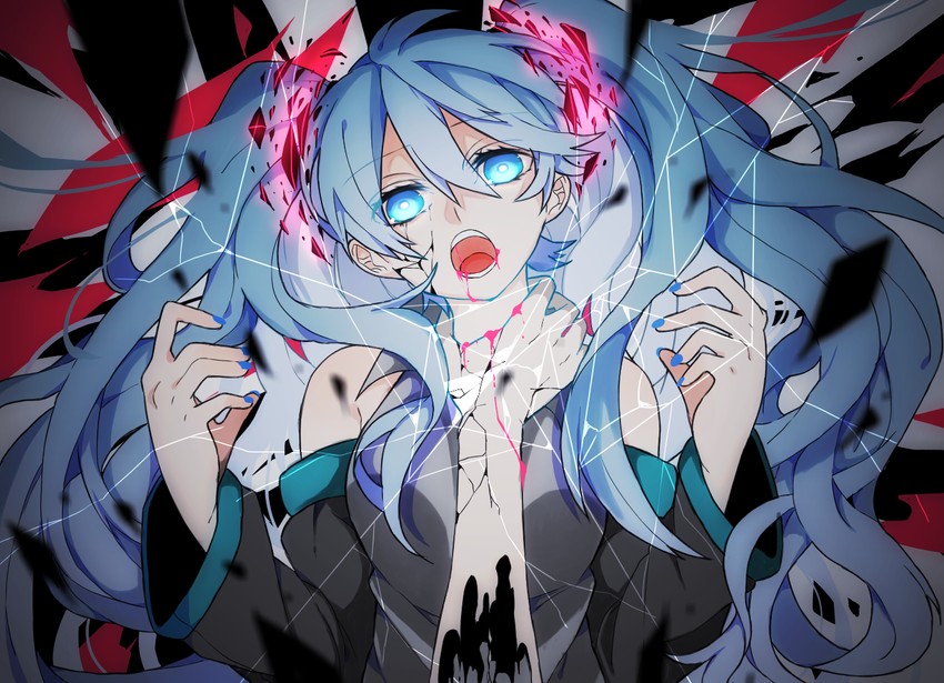 hatsune miku (vocaloid and 1 more) drawn by eiku