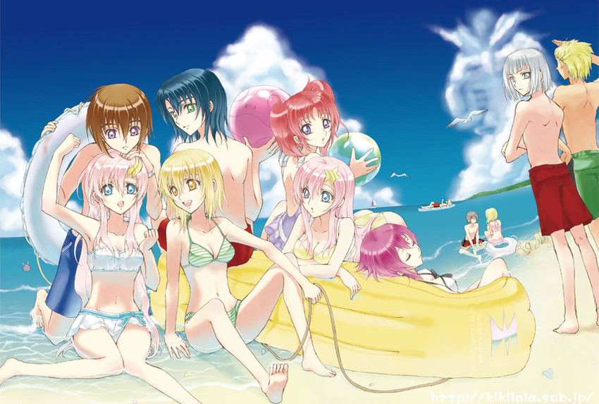 cagalli yula athha, athrun zala, lacus clyne, lunamaria hawke, meer campbell, and 7 more (gundam and 2 more) drawn by hana_(kikilala)