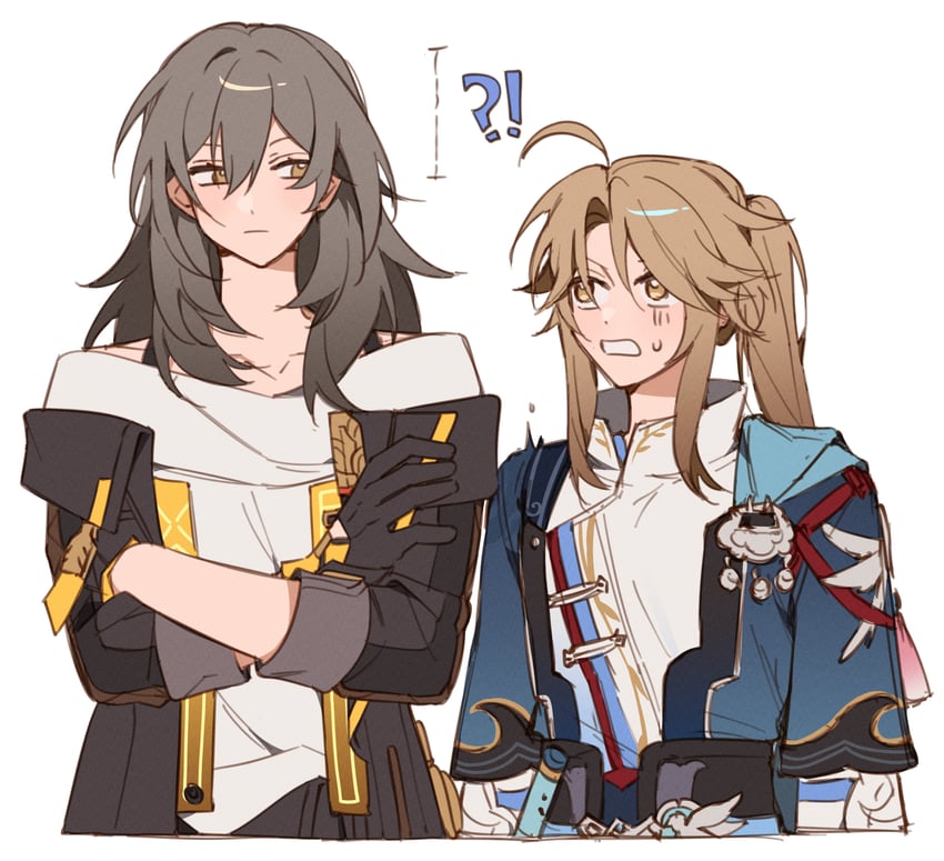 trailblazer, stelle, and yanqing (honkai and 1 more) drawn by majunjuu