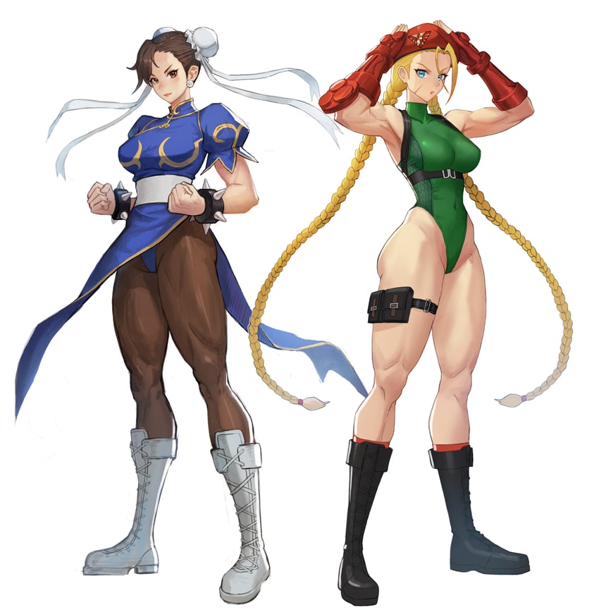 chun-li and cammy white (street fighter and 1 more) drawn by lagna